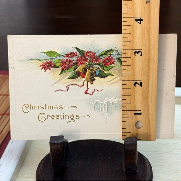 Antique Postmarked 1915 Christmas Greetings Postcard Paper Ephemera Embossed - Picture 7 of 8